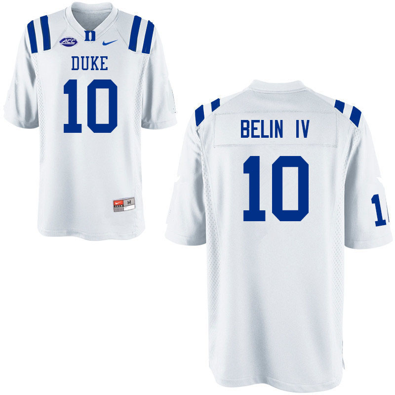 Men #10 Henry Belin IV Duke Blue Devils College Football Jerseys Sale-White - Click Image to Close